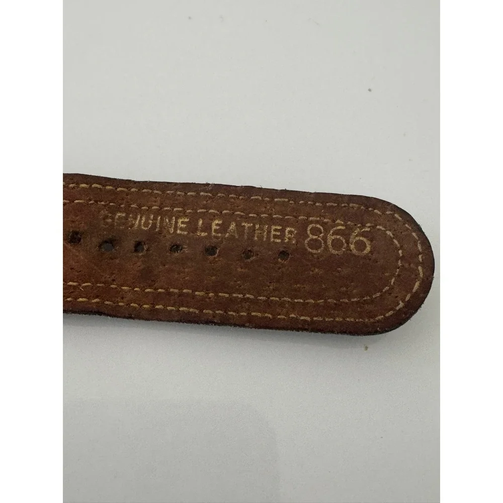 Genuine Leather Bund Watch Strap Dark Brown Cuff Band Silver Buckle 866